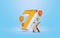 7k followers celebration social media banner with orange balloon blue background