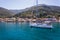 8.28.2014 - A lot of ships in Fiscardo village port. Kefalonia island, Greece