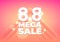 8.8 Mega shopping day sale poster or flyer design. Global shopping world day Sale on pink background. 8.8 sales online campaign.