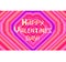 8 bit party background in pink, red, magenta, lilac, violet colors with pulsing heart and Happy Valentine’s day lettering