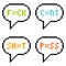 8-bit Pixel 4-Letter Swear Words in Speech Bubbles Isolate on White