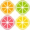 8-bit Pixel Art Citrus Fruit Slices - Orange, Lime, Grapefruit,