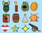 8 bit Pixel art game icon set. ui elements pixel set. game world and pixel scene.