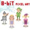 8-bit pixel character set of fantasy people