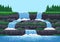8 bit pixel game waterfall cascade level landscape