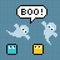 8-bit pixel ghosts say boo