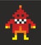 8 bit pixel monster character from retro video game for children.