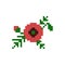 8 bit pixel mosaic floral poppy. Vector flowers.