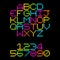 8-Bit Pixel Retro Neon Alphabet Letters. EPS8 Vector