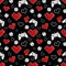 8 bit pixel style hearts gaming themed seamless pattern