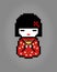 8 Bit Pixels Character Women Wear a Kimono Dress