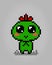 8 bits pixel alien cute. Green Creature in vector illustrations