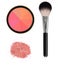 8 color face blush with brush isolated on white