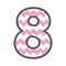 8 Eight Chevron Number w colorful pink and white pattern and grey border