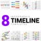 8 Infographic timeline templates. Business concept. Vector