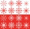8 isolated blue simple winter snoflakes, vector illustration