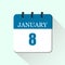 8 january flat daily calendar icon. Vector calendar template for the days of january.