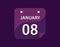 8 January, January 8 icon Single Day Calendar Vector illustration
