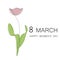 8 march card beautiful flower tulip design vector