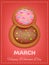 8 march congratulation card sweet cookie concept