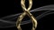 8 March symbol. Figure of eight made of cast gold platinum or silver flying in the air and the smoke silk ribbon behind. Decorativ