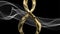 8 March symbol. Figure of eight made of cast gold platinum or silver flying in the air and the smoke silk ribbon behind. Decorativ