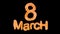 8 March symbol. Figure of eight made of orange city blocks or fur . Can be used as a decorative greeting grungy or postcard for in