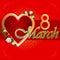 8 March Woman\'s day background with heart filled by arabesques