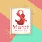 8 March Women`s Day greeting card template