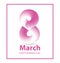 8 March Women`s Day greeting card template International women`s day poster. 8 number 3d illustration. Happy Mother`s