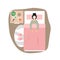 8 March, Womens Day. Happy woman enjoying day off, visiting cosmetologist, spa, beauty salon, flat vector illustration.