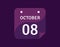 8 October, October 8 icon Single Day Calendar Vector illustration
