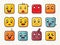 8 types Doodle Emoji face icon set in hand-drawn style