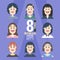 8 Woman Avatar icons.Variety of Young People - set 3