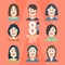 8 Woman Avatar icons.Variety of Young People vector illustration - set 4