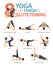 8 Yoga poses or asana posture for workout in thigh & glute toning concept. Women exercising for body stretching. Vector