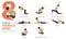 8 Yoga poses or asana posture for workout in Thoracic spine stretch concept. Women exercising for body stretching. Vector.