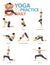 8 Yoga poses to practice daily concept. Women exercising for body stretching. Yoga posture, asana for fitness infographic. Vector.