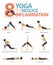 8 Yoga poses to reduce inflammation concept. Women exercising for body stretching. Yoga posture or asana for fitness infographic.