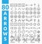 80 Arrow outline icons for user interface and web project