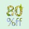 80% eighty percent off discount. The creative concept of spring sale, stylish poster, banner, promotion, ads.