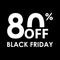 80% off. Black Friday design template. Sales, discount price, shopping and low price symbol. Vector illustration