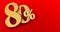 80% off. Gold eighty percent. gold eighty percent on red background.