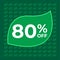 80 percent off. Eighty percent discount. Green banner.