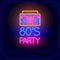 80`s Party with Boombox Cassette Player Neon light sign.
