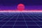 80 s purple city. Pixel art 8 bit object. Fashion poster. Retro game assets. Futuristic Video arcade. Vector