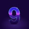 80\'s retro number 9 vector font isolated on dark violet background