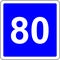 80 suggested speed road sign