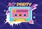 80s Party Cartoon Background Illustration with Retro Music, 1980 Radio Cassette Player and Disco in Old Style Design