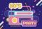 80s Party Cartoon Background Illustration with Retro Music, 1980 Radio Cassette Player and Disco in Old Style Design